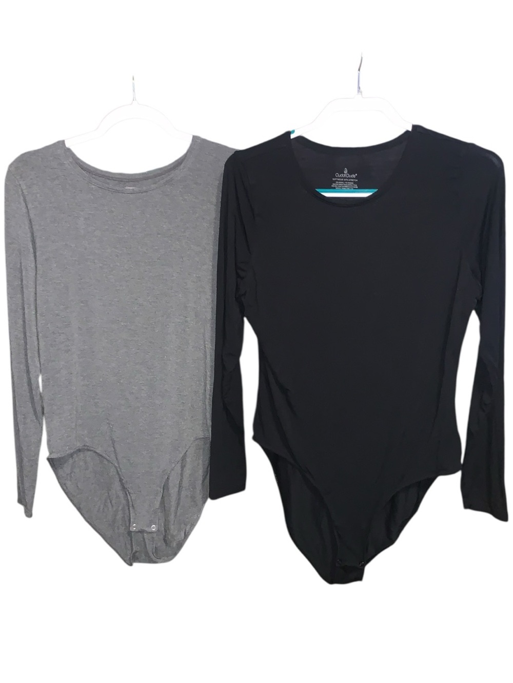 Cuddl Duds Software With Stretch Black Gray Bodysuit Bundle of 2